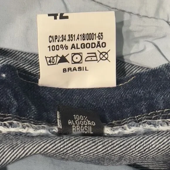 New Hocchi Brazil Jean Shorts High Rise Women’s 8 Raw Hem Distressed Denim Blue - Picture 6 of 9